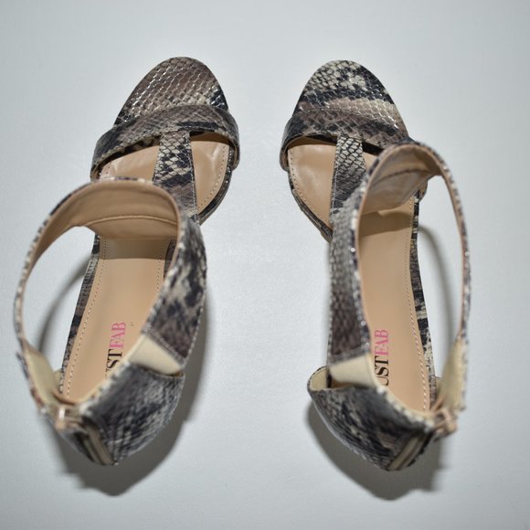 Just Fab Women's New Bridgette Snake Skin Open Toe - Picture 7 of 12